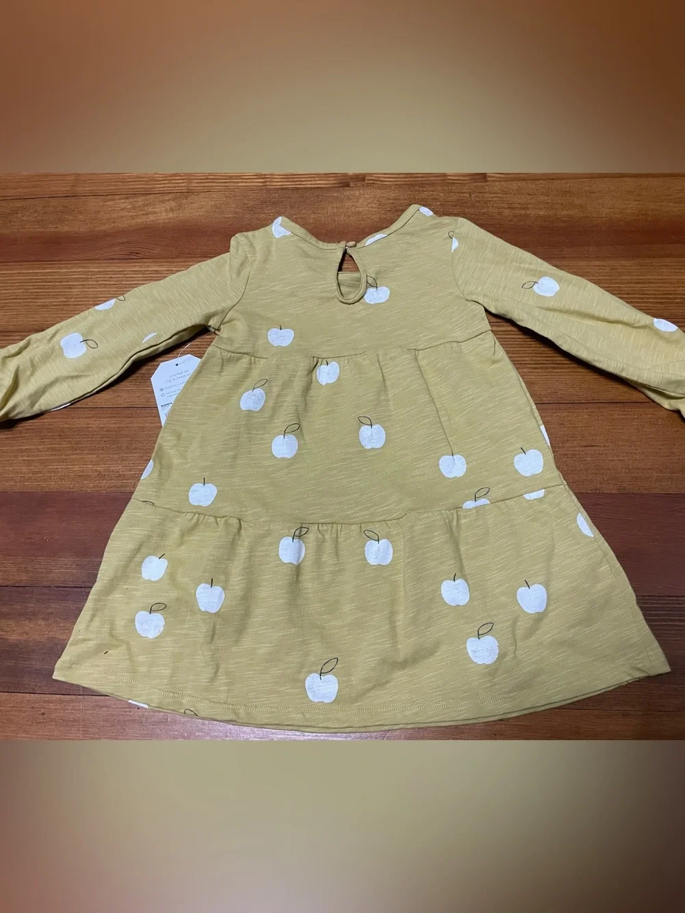 NWT Little Co by Lauren Conrad Long-Sleeve Mustard Apple Print Dress 18 Months